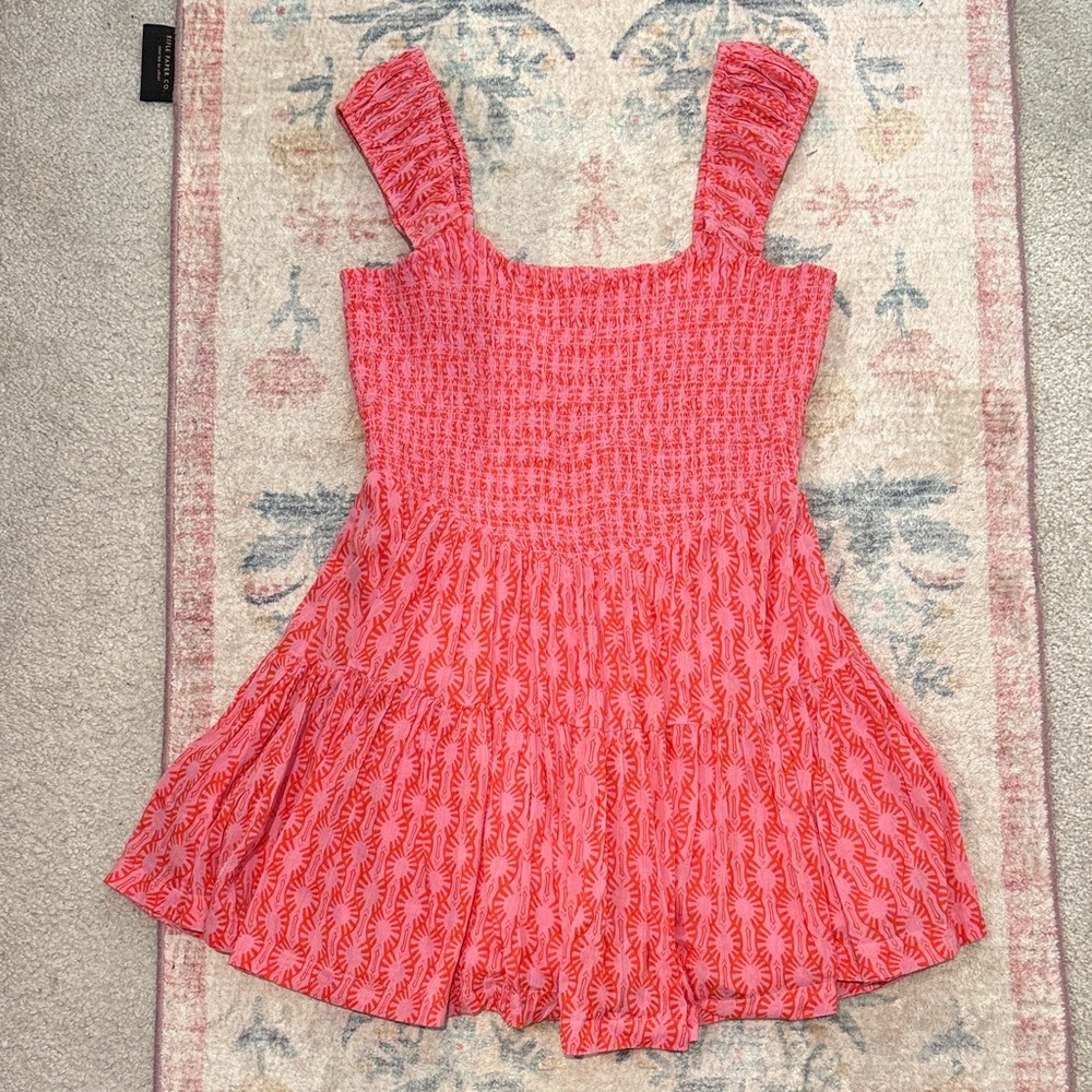 Free People coral and pink smocked mini dress